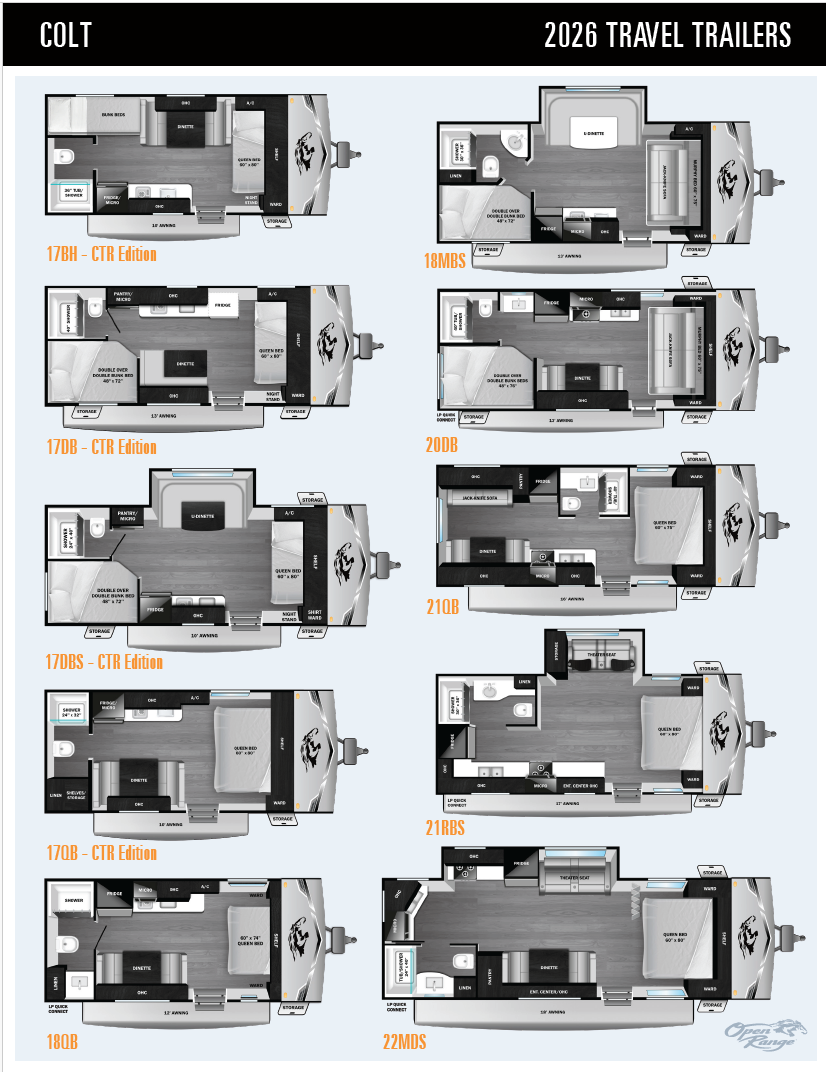 2026 Open Range Colt Travel Trailer 