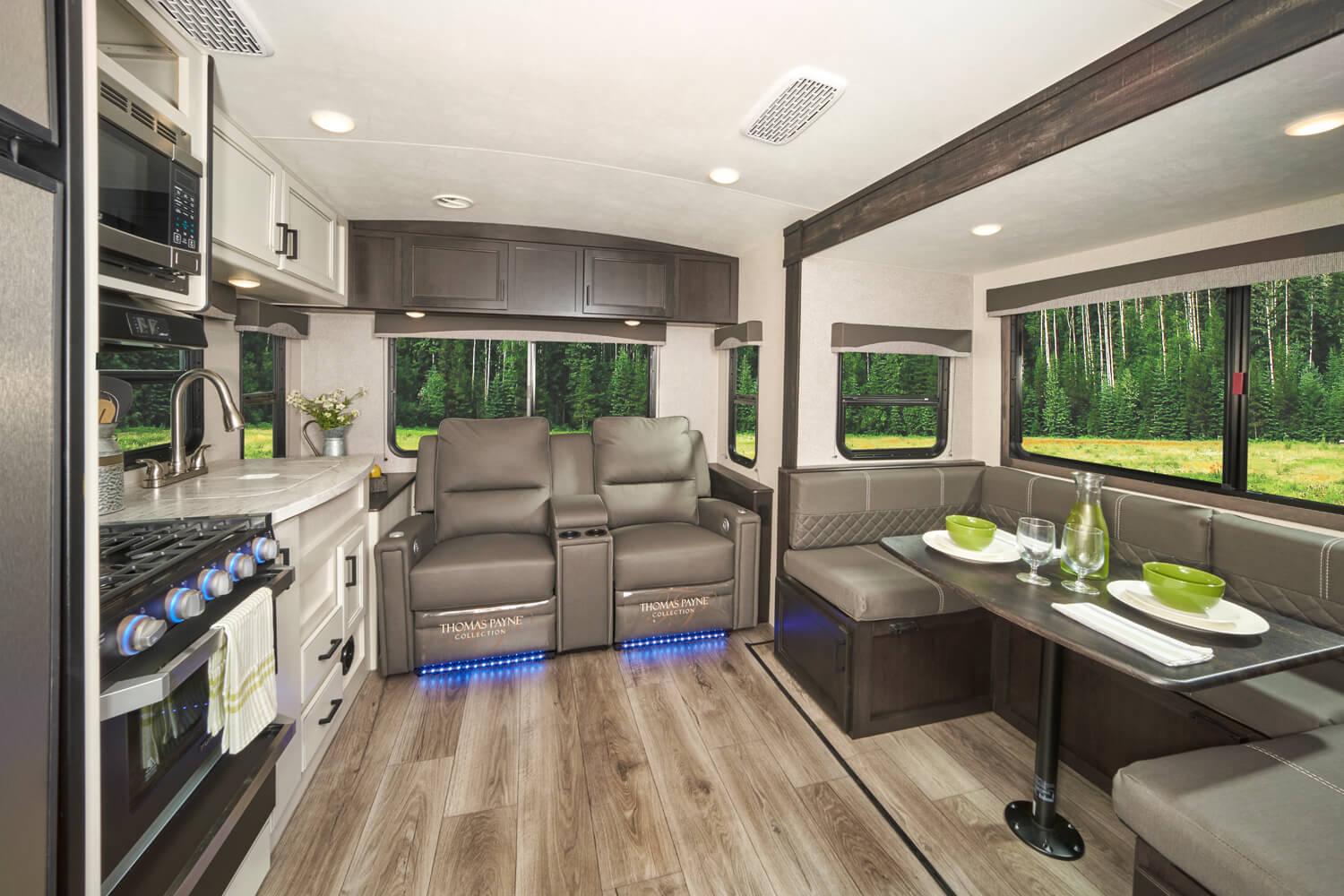 small travel trailer with 2 recliners